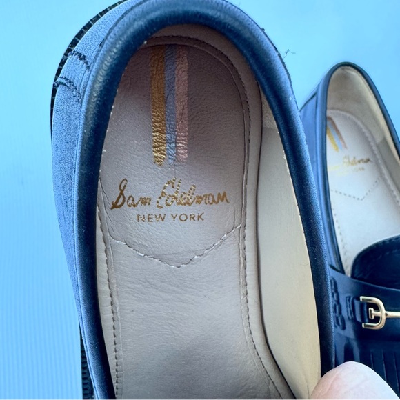 Sam Edelman Black Loafers with Gold Accent - Picture 4 of 8